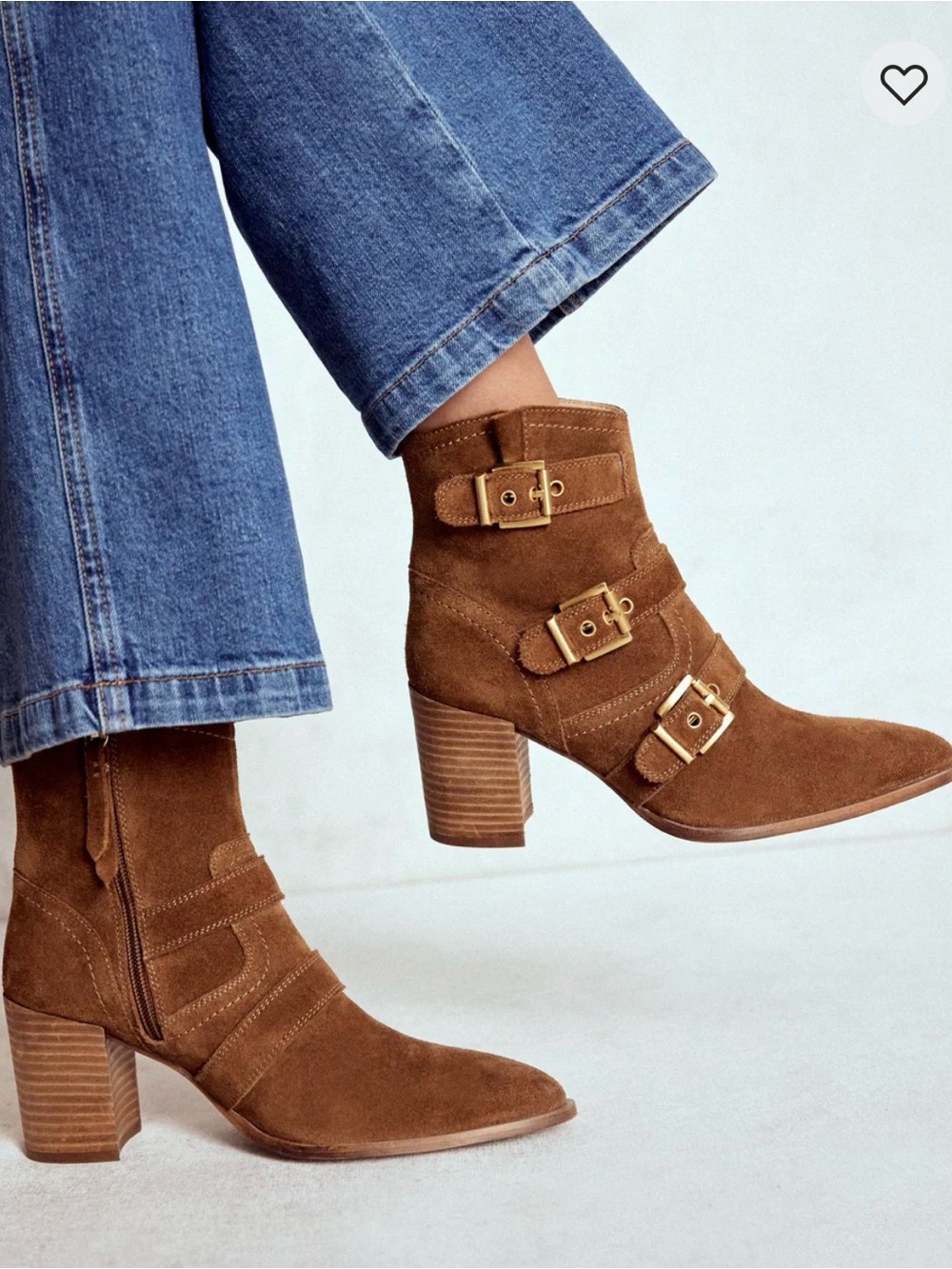 Boden Brown Suede Triple-Buckle Ankle Boots